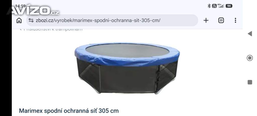 Spodní ochranná síť pod trampolínu