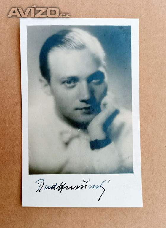 Rudolf Hrušínský – autogram, 30. léta minulého století