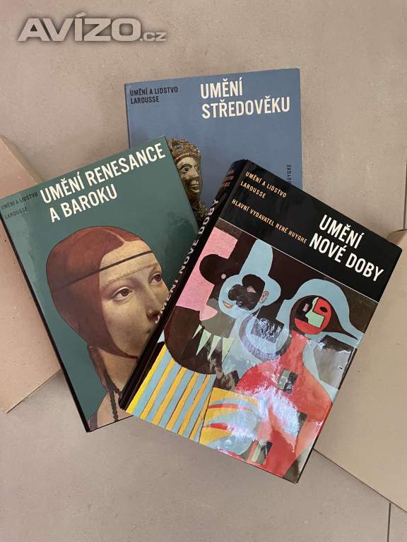 Foto inzerátu UMĚNÍ A LIDSTVO – LAROUSSE, 3 SVAZKY, ODEON, VČETNĚ POUZDER