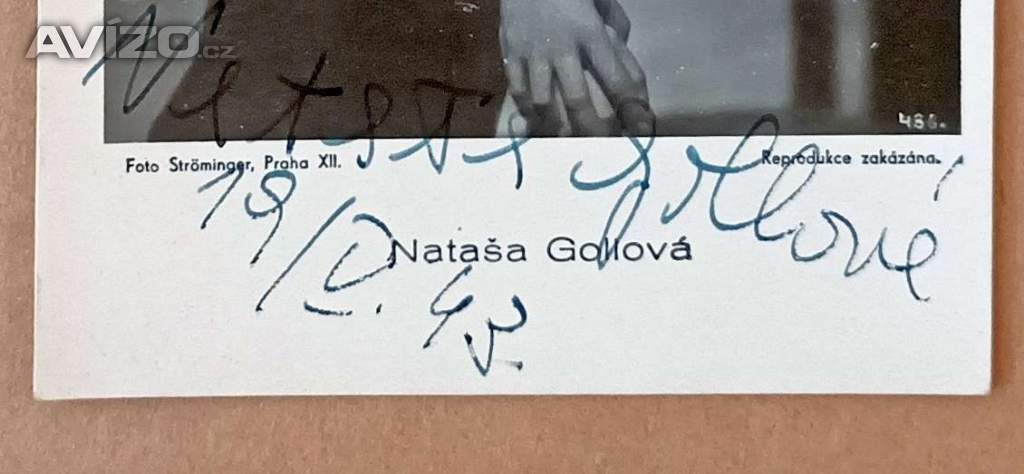 Foto inzerátu Nataša Gollová autogram z roku 1943, krásný stav 