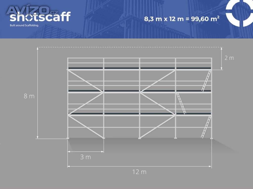 Plettac lešení na fasádu – kvalitní ocel, dobrá cena! 100 m2