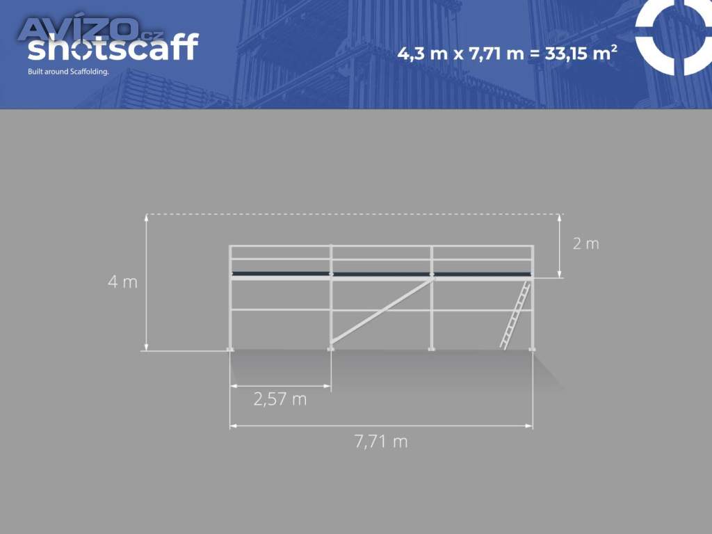  BAUMANN lešení fasádní – profesionální systém s dodávkou 4,3x9,21 SCAFF 73
