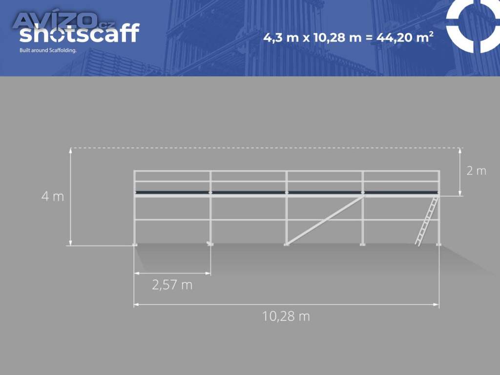  45m2 Kompletní sada lešení fasádního BAUMANN – nové + doprava 4,3 X 10,28