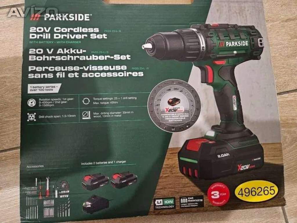 Foto inzerátu PARKSIDE Sada s aku vrtacím šroubovákem PABS 20-Li I9