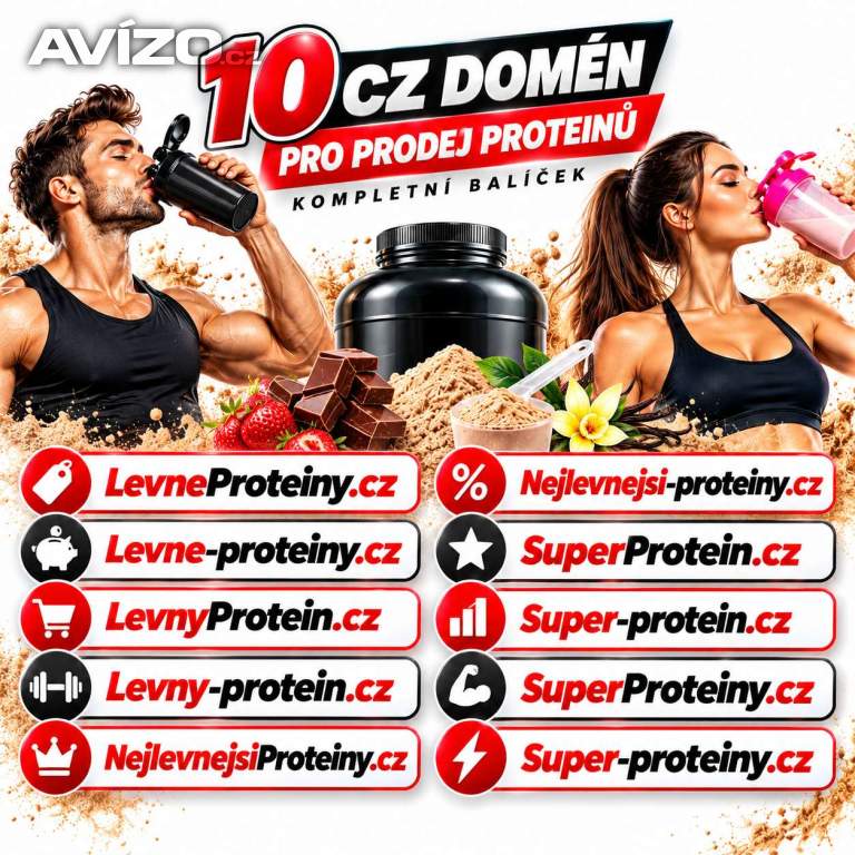 10 prémiových .CZ domén pro proteiny a sportovní výživu – kompletní balíček