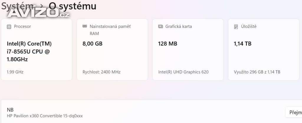 Foto inzerátu HP Pavilion x360 Intel i7 -15,6 dotykový displej, 1.26 TB,..