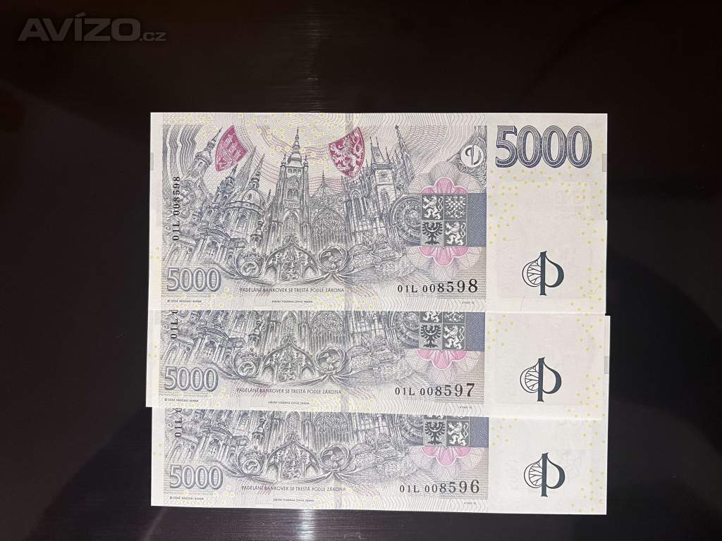 Foto inzerátu Bankovka 5000 Kč s přítiskem ČNB série L,R,X,V,S,Y