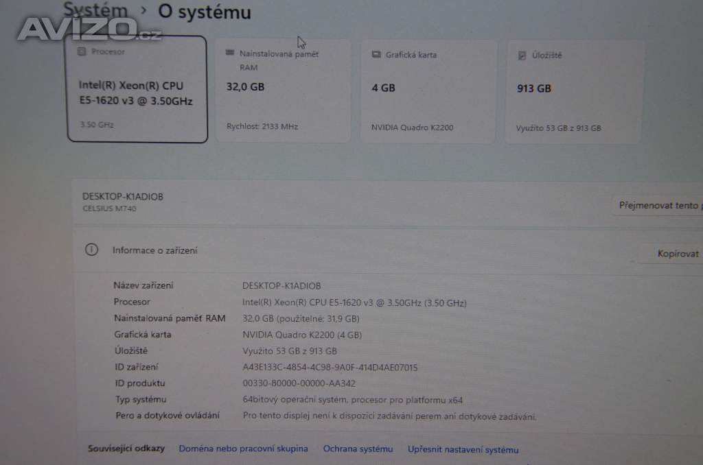 Foto inzerátu Fujitsu Celsius M740n Xeon/32GB/SSD512+500/K2200 4GB