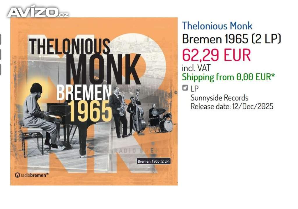 Thelonious Monk - Bremen 1965 - 2xLP Album, jazz