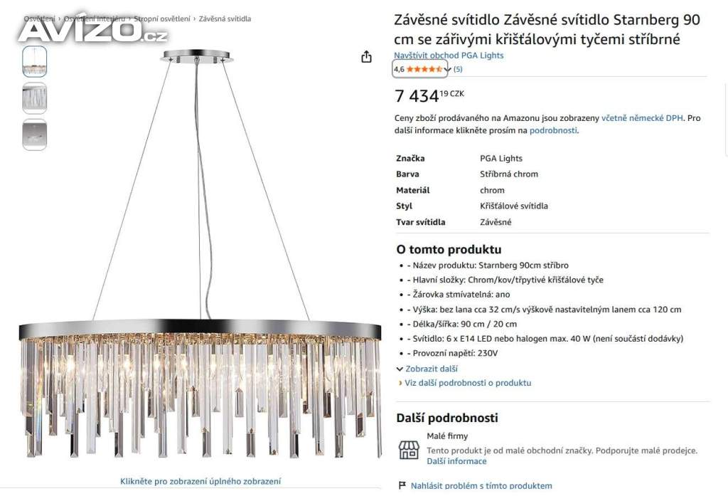 Foto inzerátu nový luxusní lustr Starnberg 90cm