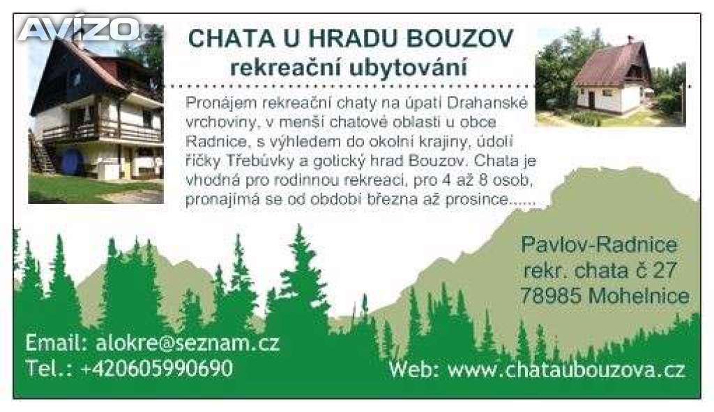 Foto inzerátu Chata u hradu Bouzov - rekreační ubytování