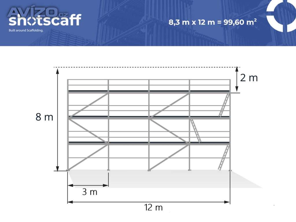  Nové kompletní hliníkové lešení – vysoká kvalita a nízká hmotnost 8x12