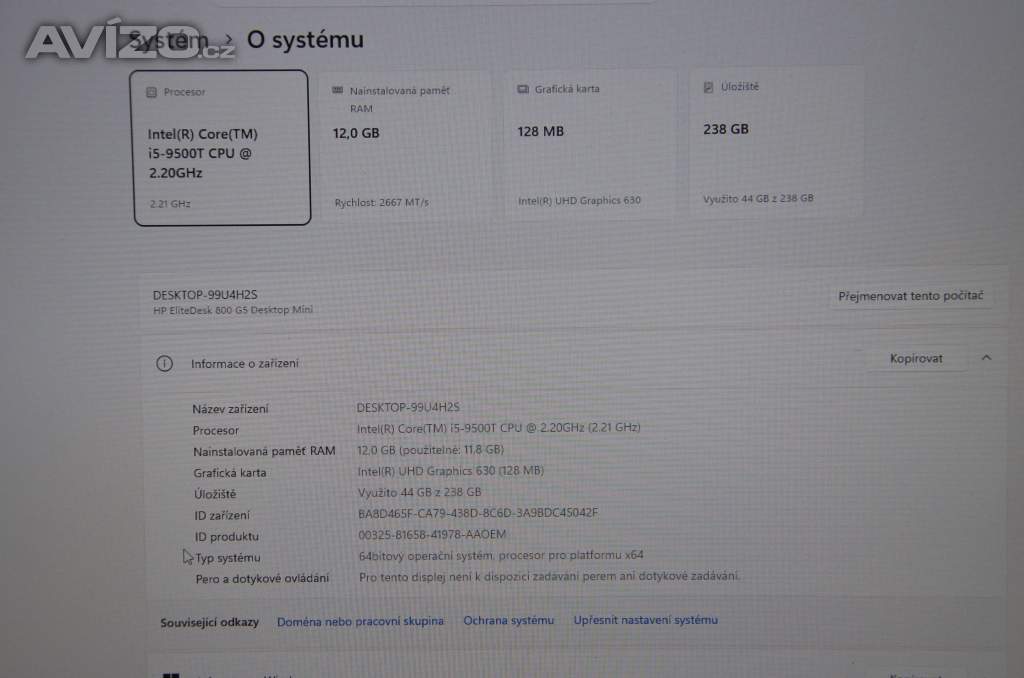 Foto inzerátu HP Elitedesk 800 G5 Mini PC i5/12GB/SSD 256GB/záruka