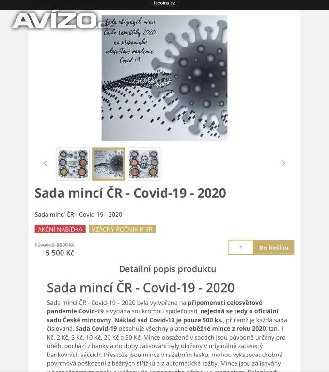 Foto inzerátu Vzácná sada oběžných mincí Covid ( emise jen 500 ks. )