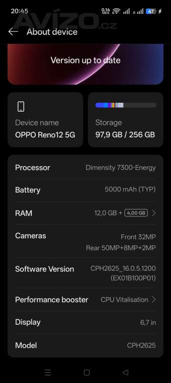 Foto inzerátu OPPO Reno12 5G, 12 GB RAM /256 GB paměť, top stav, krabička