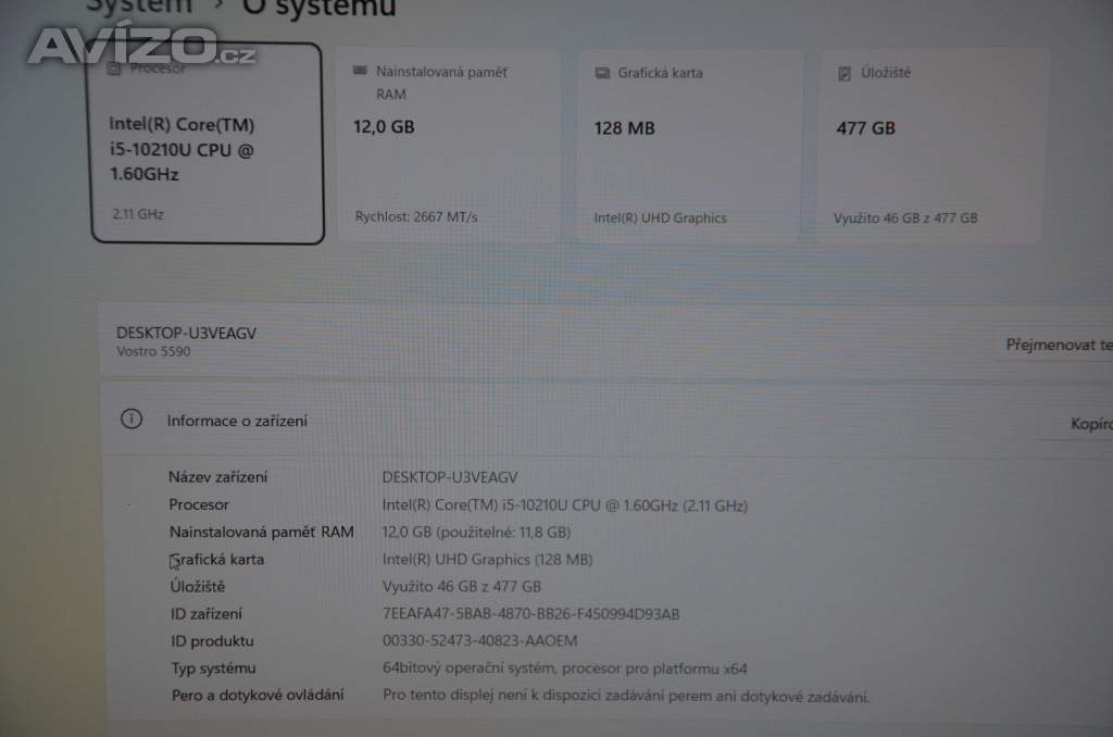 Foto inzerátu Dell Vostro 5590 i5/12GB/SSD256+256GB/záruka