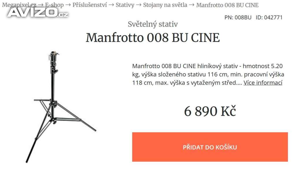 309 - nový stativ Manfrotto 008 BU