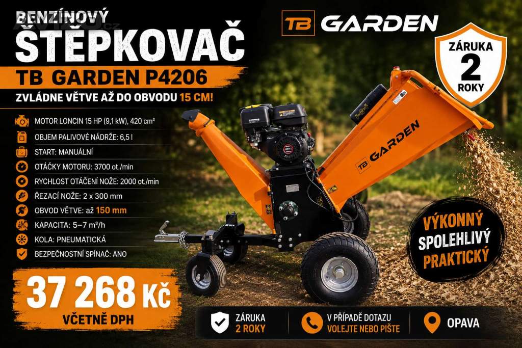 Foto inzerátu Benzínový štěpkovač TB GARDEN P4206 15 HP