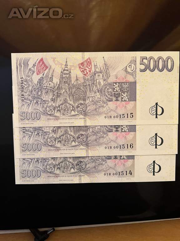 Foto inzerátu Bankovka 5000 Kč s přítiskem ČNB série L,S,Y,R