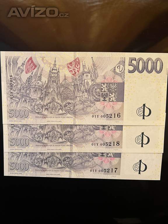 Foto inzerátu Bankovka 5000 Kč s přítiskem ČNB série L,S,Y,R
