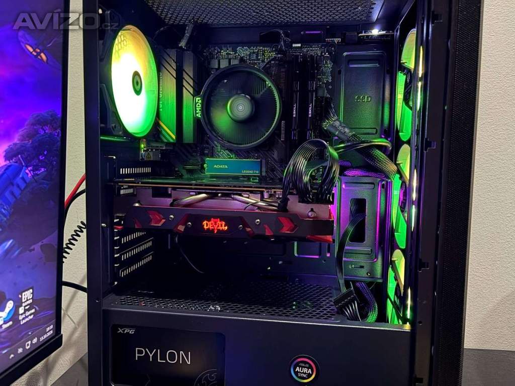 Foto inzerátu Herní PC Ryzen 5 | RX580 8GB | 16GB RAM| NVME | ARGB | WiFi+BT | ZÁRUKA
