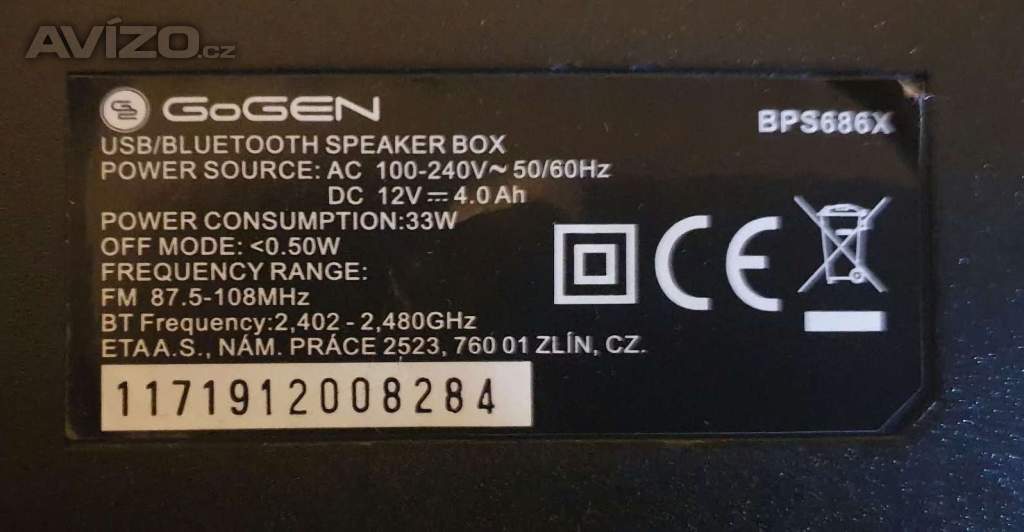 Foto inzerátu REPROBOX GoGEN BPS 686X,CERNY,NA DILY,NEFUNKCNI,JDE ZAPNOUT