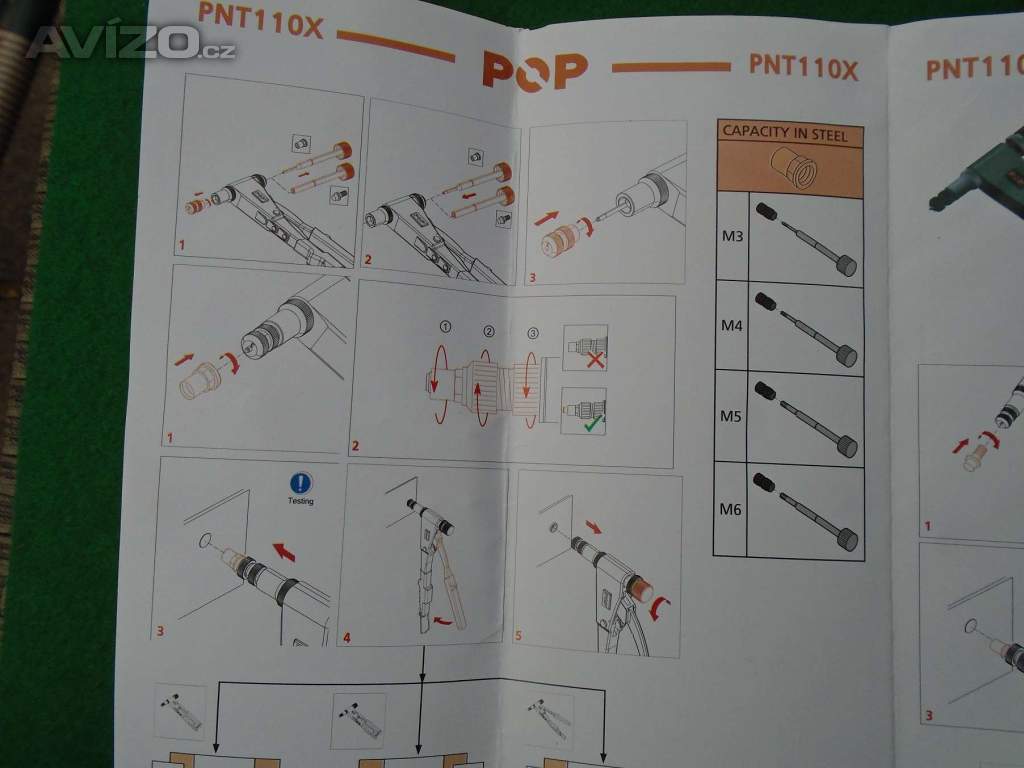 Foto inzerátu POP PNT110X ruční nýtovací kleště na matice šrouby nové PC: 2000 Kč