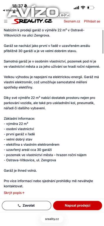 prodám garáž