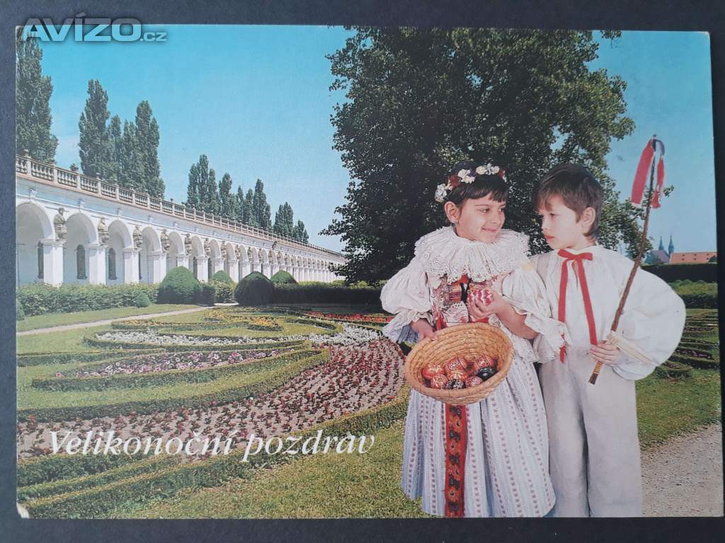 Kroměříž - Květná zahrada, velikonoční pozdrav, koledníci