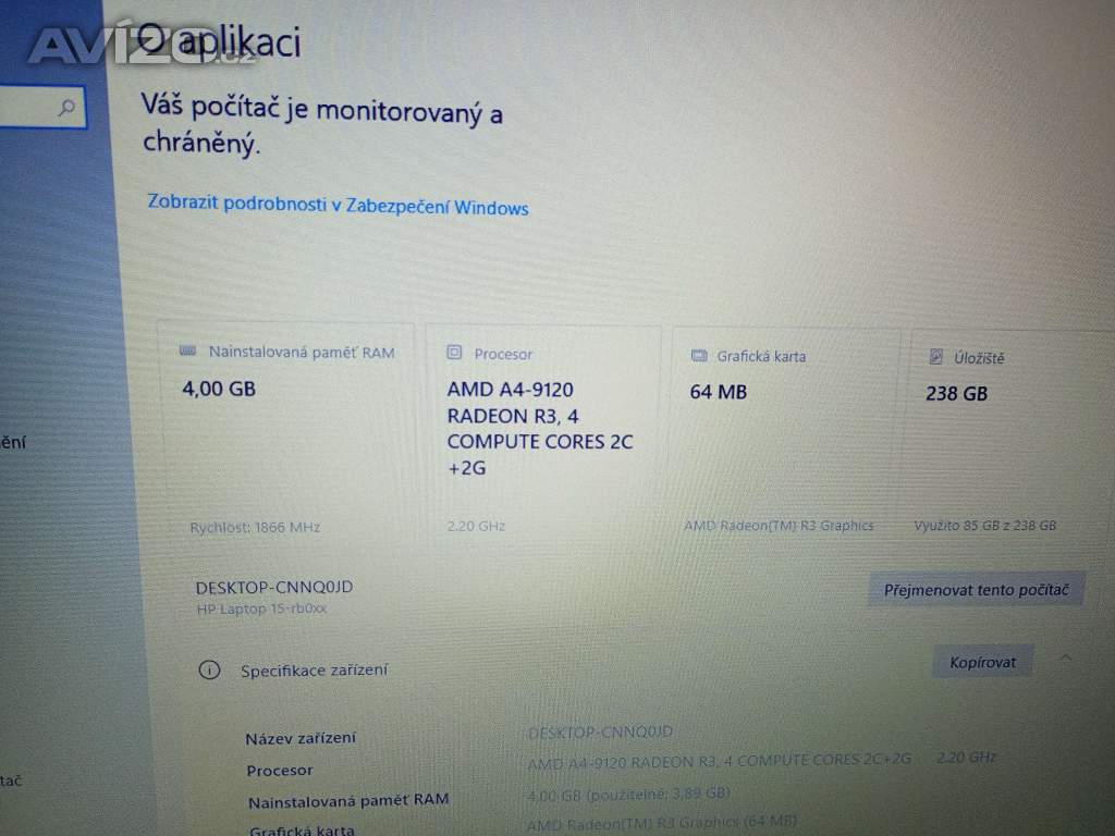 Foto inzerátu Notebook - HP 15-rb096nc Snow White - špičkový stav -