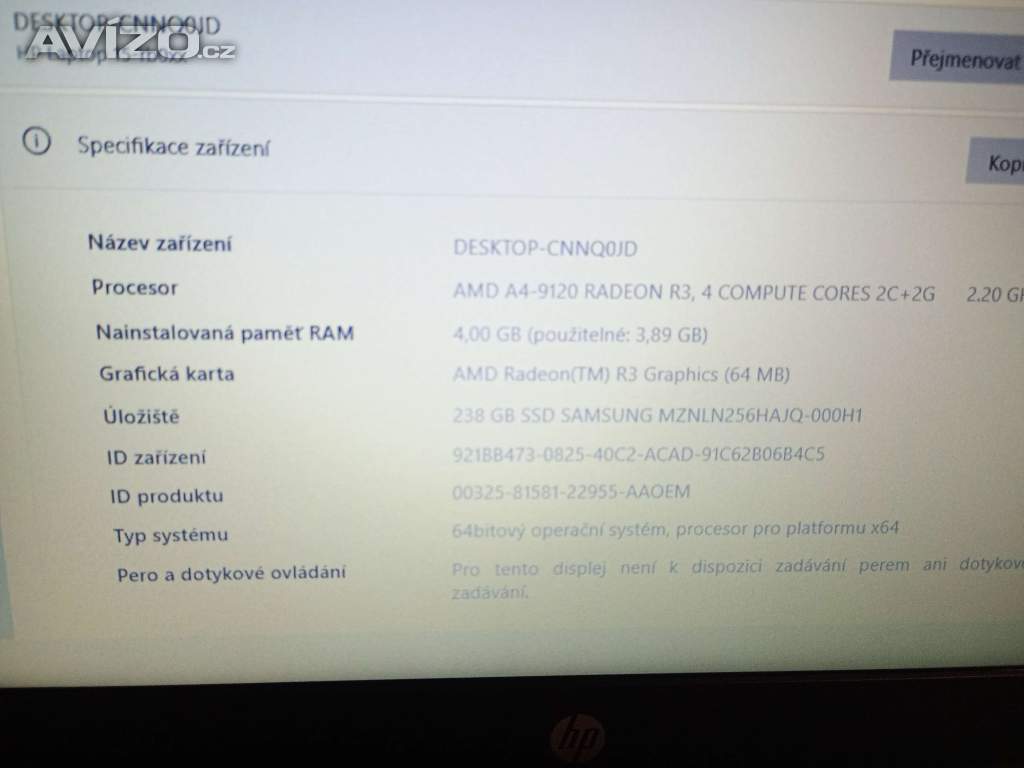 Foto inzerátu Notebook - HP 15-rb096nc Snow White - špičkový stav -