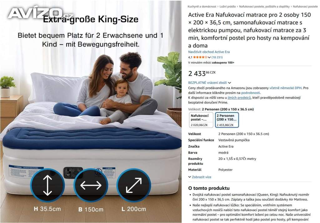 150 - luxury Air Bed - samonafukovací dvojpostel