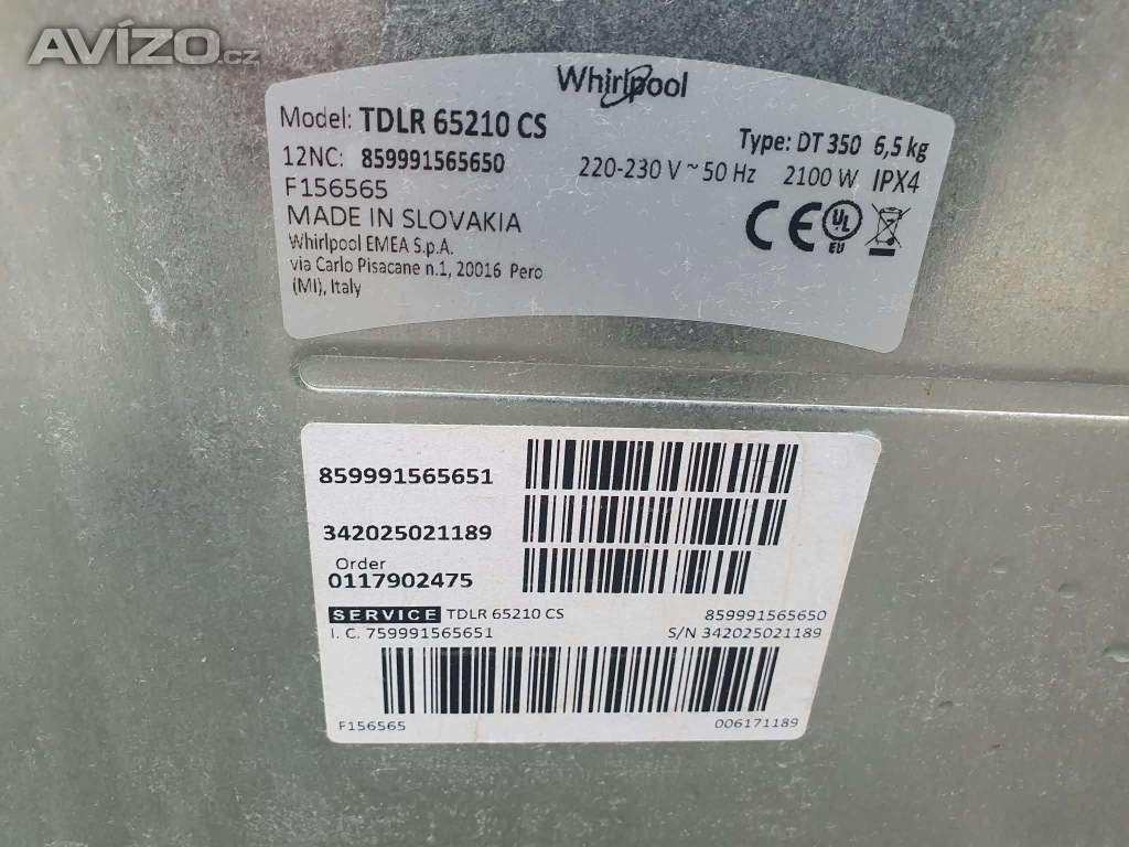 Foto inzerátu PRACKA WHIRLPOOL,HORNI PLNENI,NA 6,5KG,NOVA,NEPOUZITA