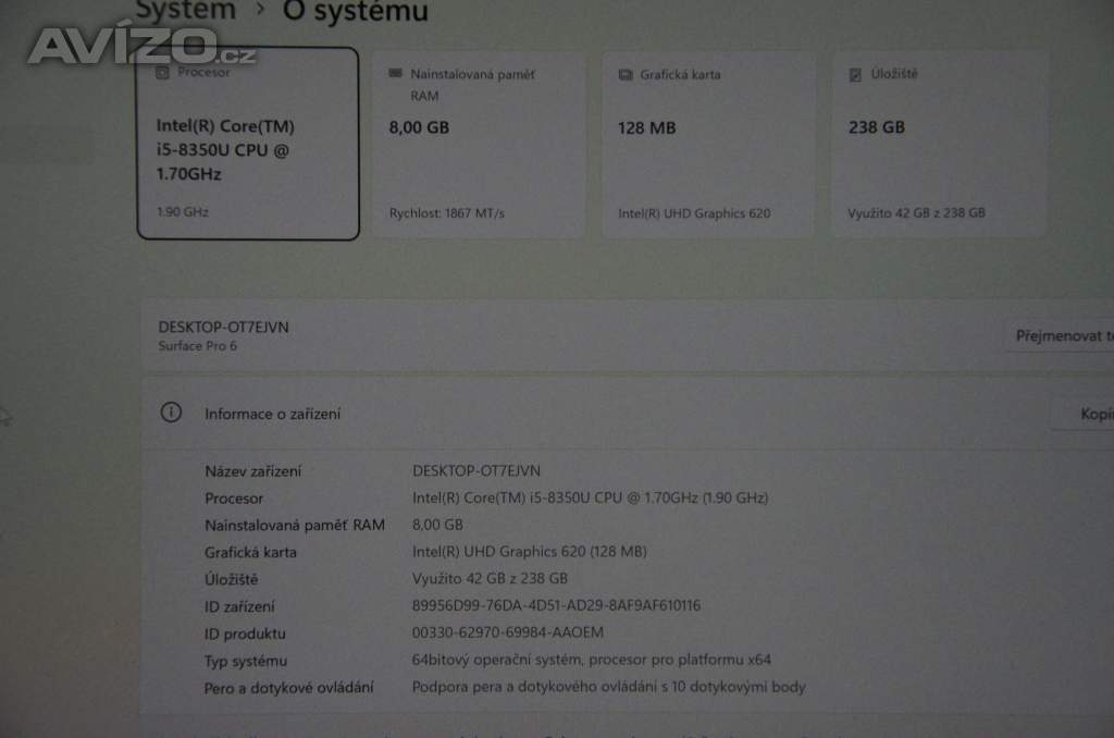 Foto inzerátu Microsoft Surface Pro 6 i5/8GB/SSD 256GB/záruka