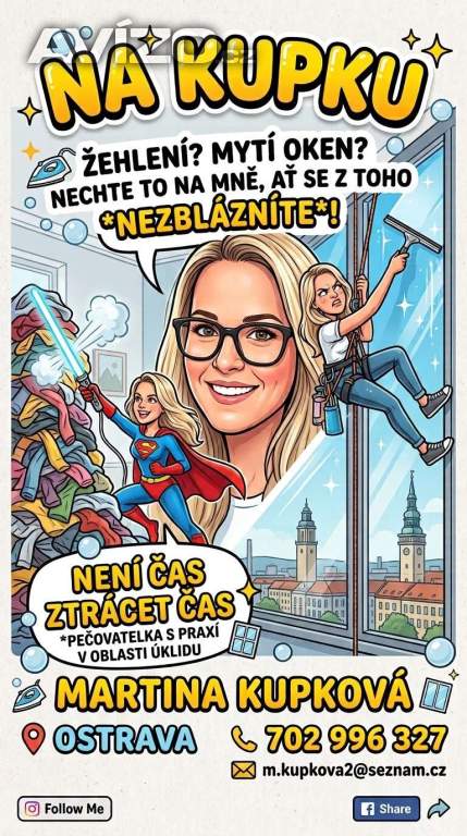 Mytí oken a žehlení prádla 
