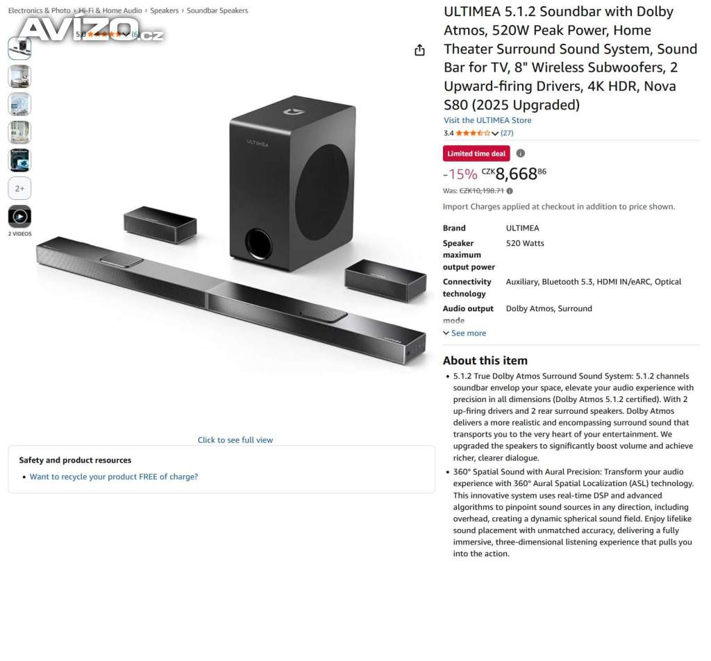 152 - nová reprosoustava Ultimea Nova S80 - soundbar