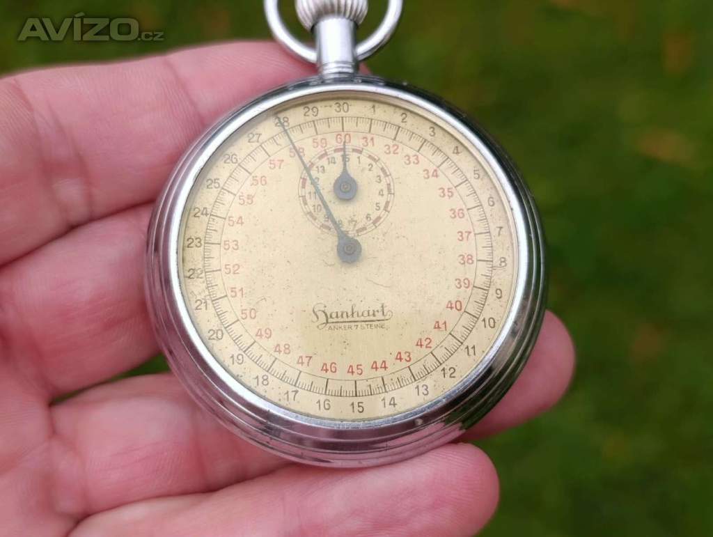 Foto inzerátu Starožitné mechanické stopky Hanhart 52 mm