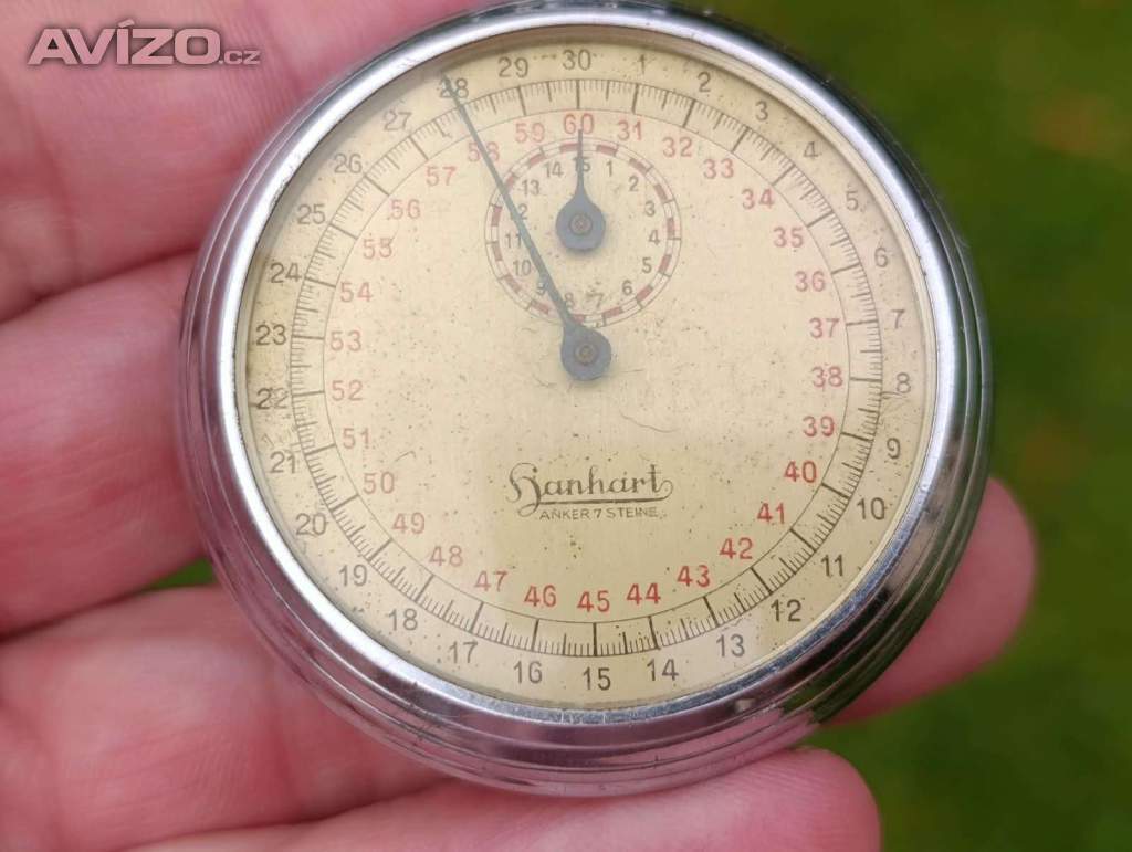 Foto inzerátu Starožitné mechanické stopky Hanhart 52 mm