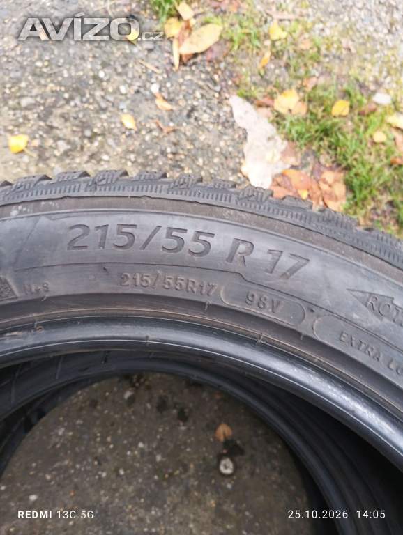 2x zimní pneumatiky Michelin 215/55/17h