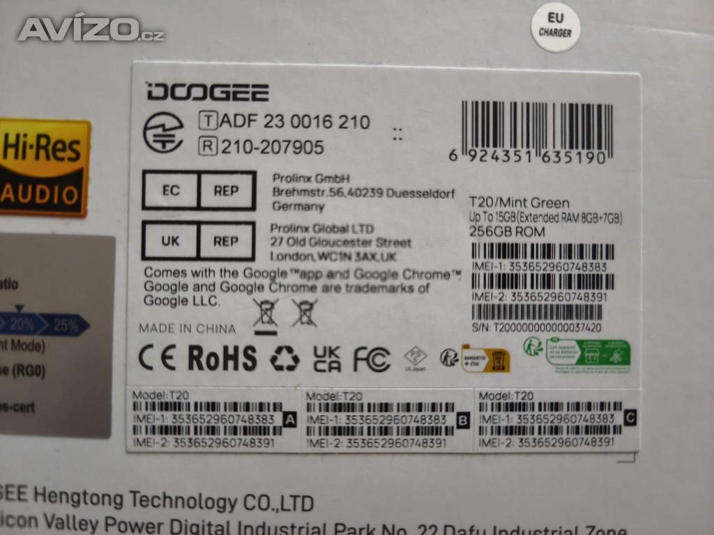 Foto inzerátu Tablet Doogee T20 256GB ROM