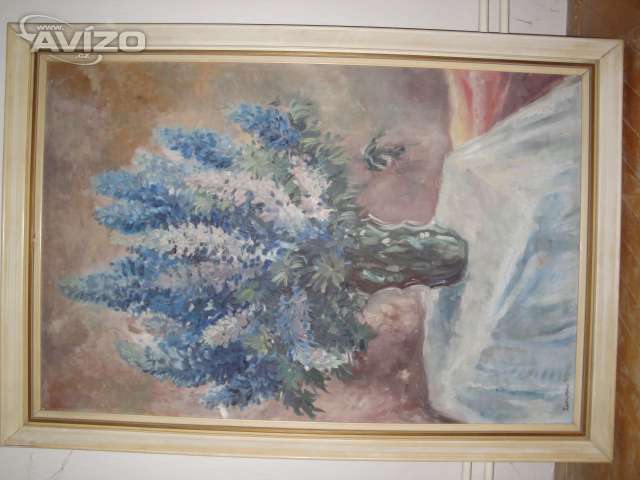 VELKÝ OBRAZ VALAŠSKÉHO MALÍŘE ZEMANA-ŠEŘÍK VE VÁZE Z ROKU 1967