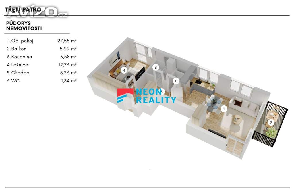Foto inzerátu Pronájem bytu 2+kk v novostavbě Rezidence Bílá Perla, Opava – ještě neobývaný, moderní a slunný byt