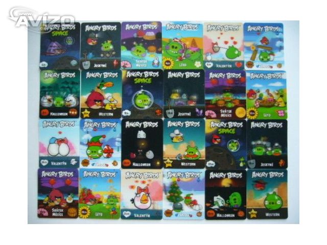 3D kartičky Albert Angry birds - sada 24 ks
