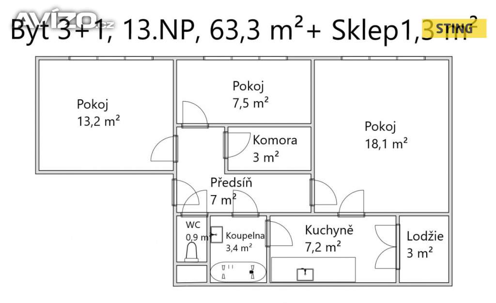 Foto inzerátu Prodej, byt 3+1, 62 m2
