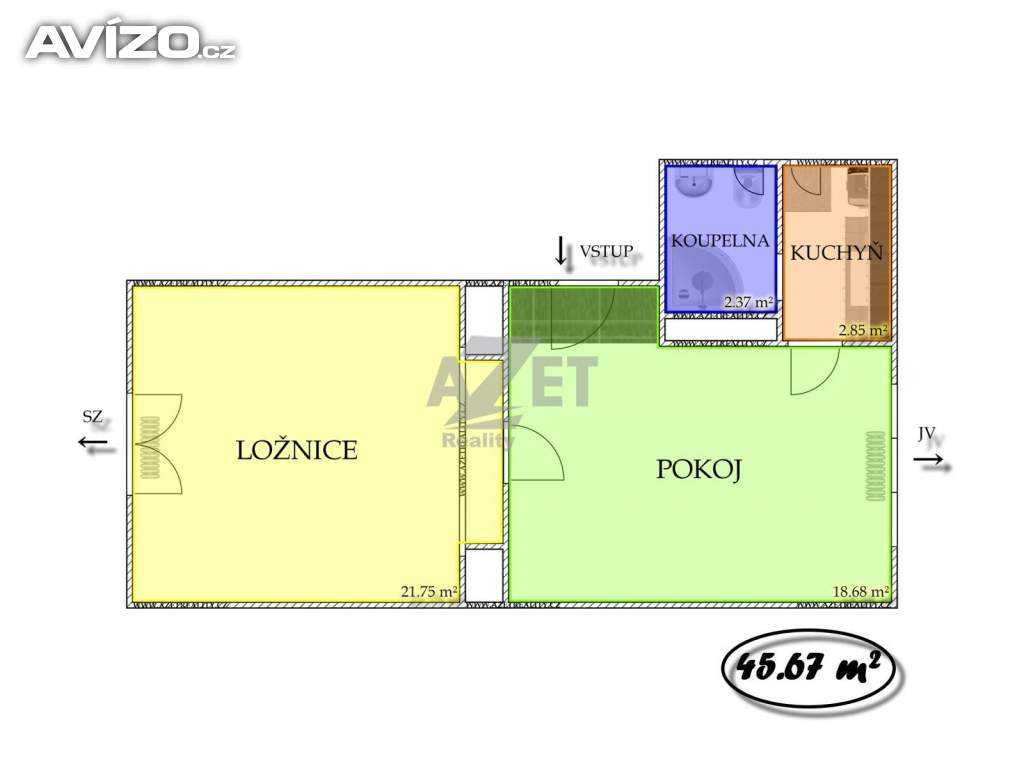 Foto inzerátu Pronájem, byt 2+1, 46 m2, Moravská Ostrava, ul. Českobratrská