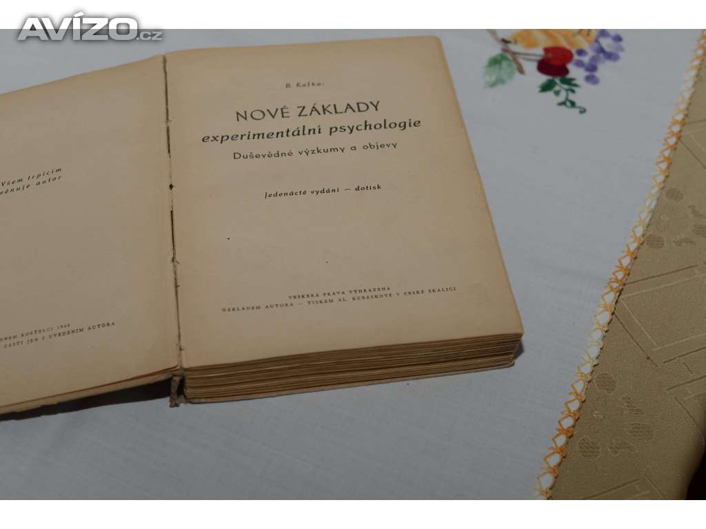 Prodám knihu B. Kafky Nové základy experimentální psychologie z r.1948