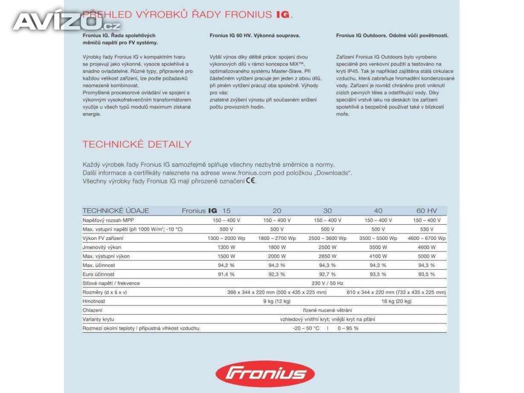 MĚNIČ PRO FVE - FRONIUS IG 20 - sleva možná
