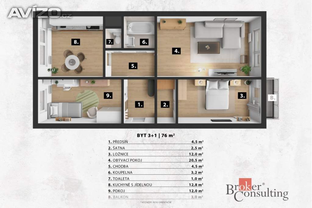 Foto inzerátu Pronájem bytu 3+1 76 m², Praha