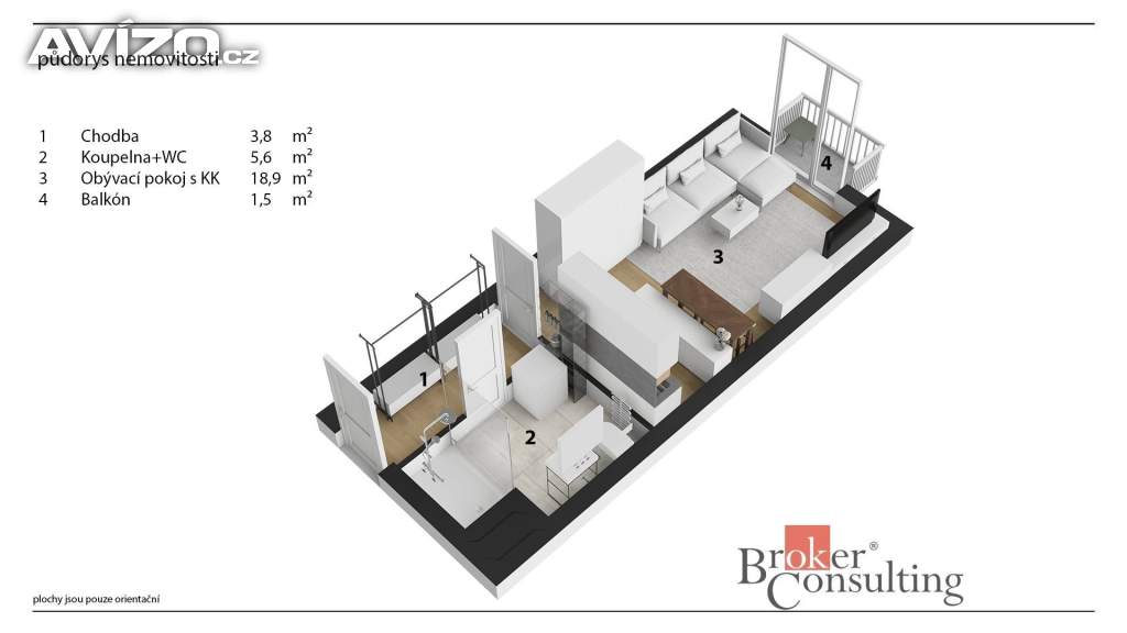 Foto inzerátu Pronájem bytu 1+kk 29 m², Hradec Králové