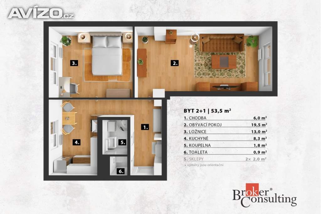 Foto inzerátu Pronájem bytu 2+1 53 m², Praha